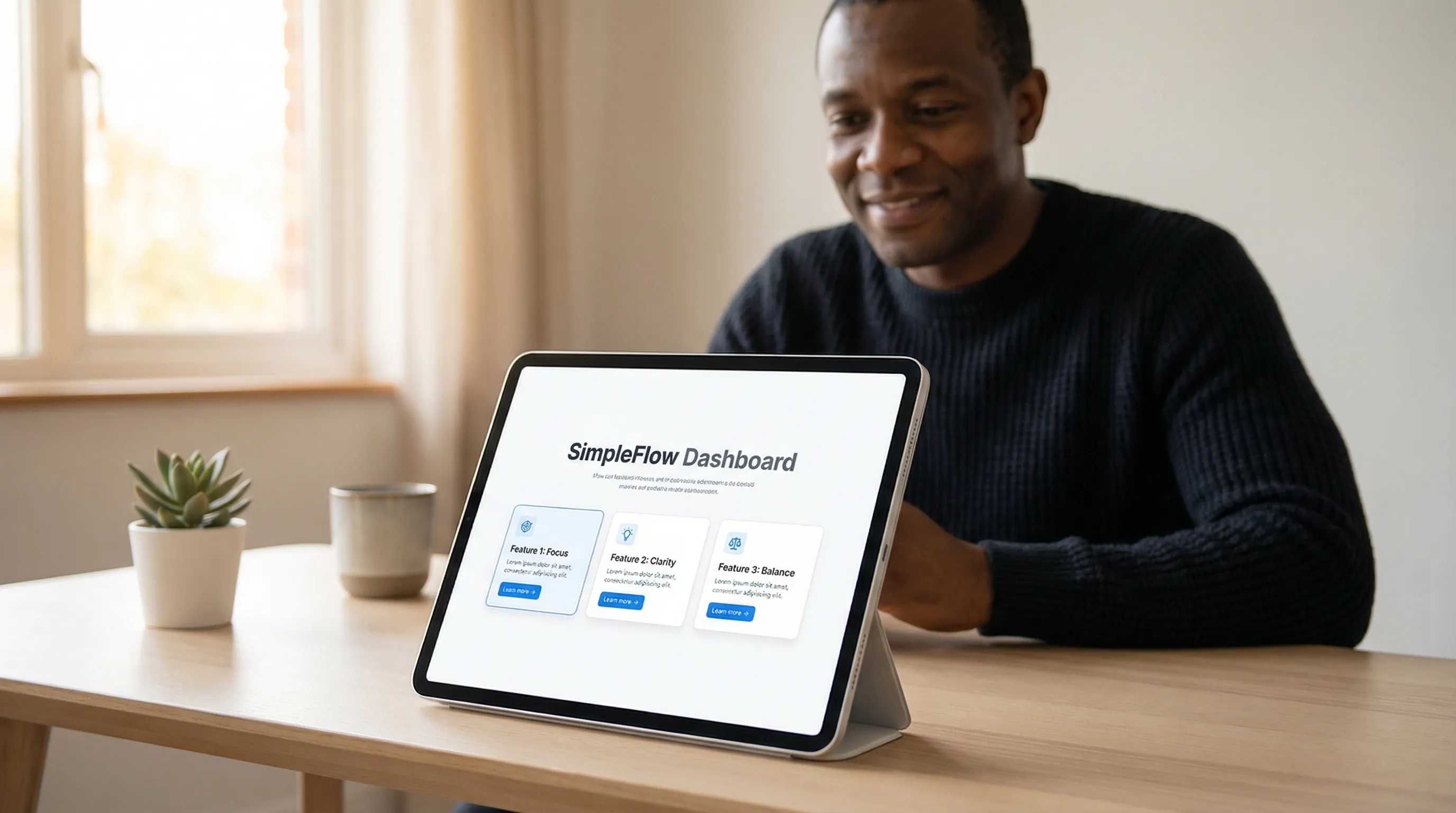 Minimal feature set: three beautifully designed features showing intentional restraint