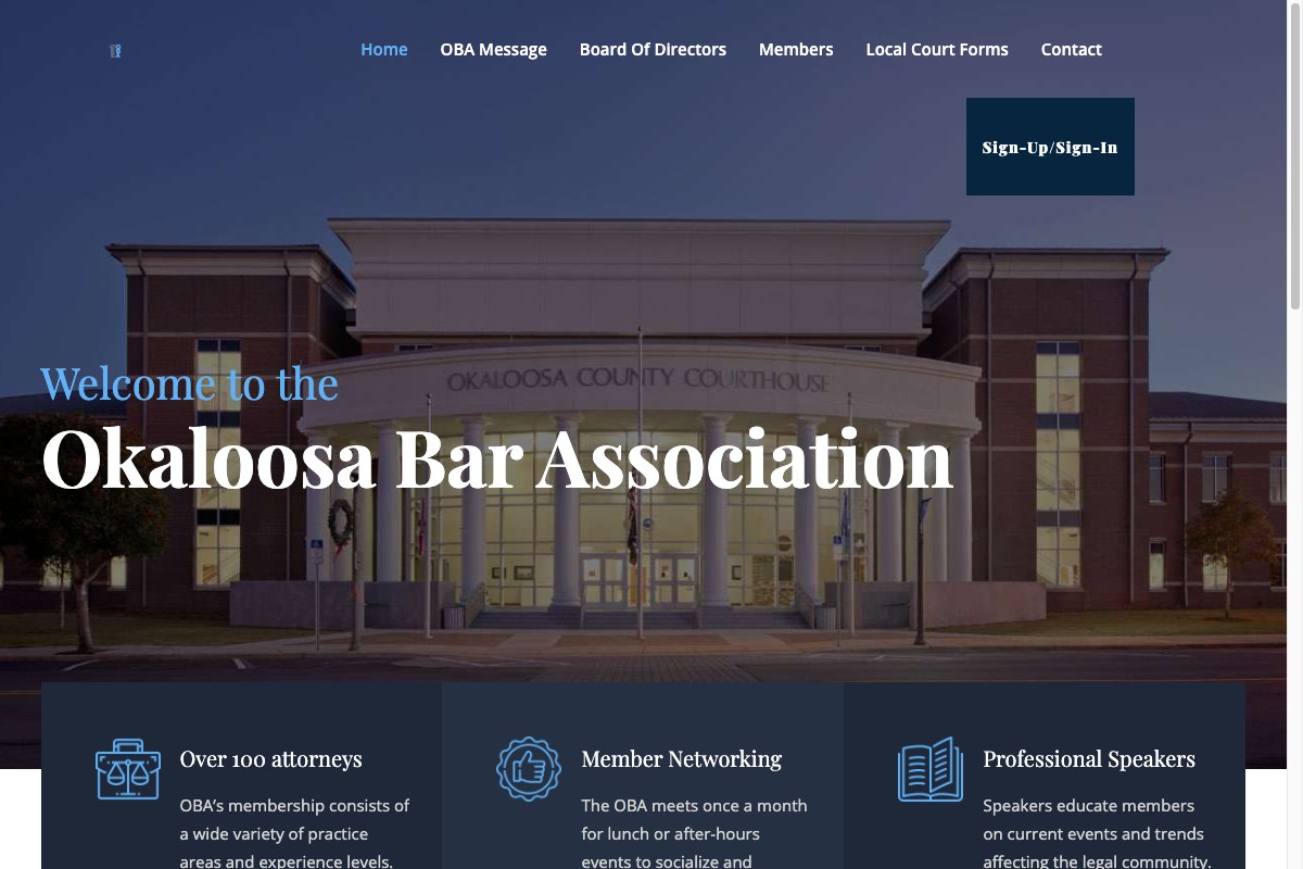 Okaloosa Bar Association website preview